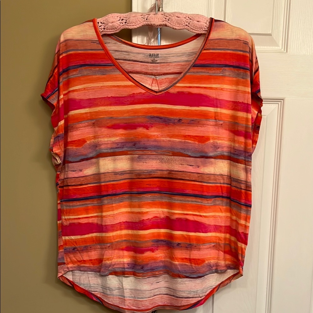 a.n.a Pink & Orange Relaxed Tee, M, Measuring 25” pit to pit, 36” top to bottom